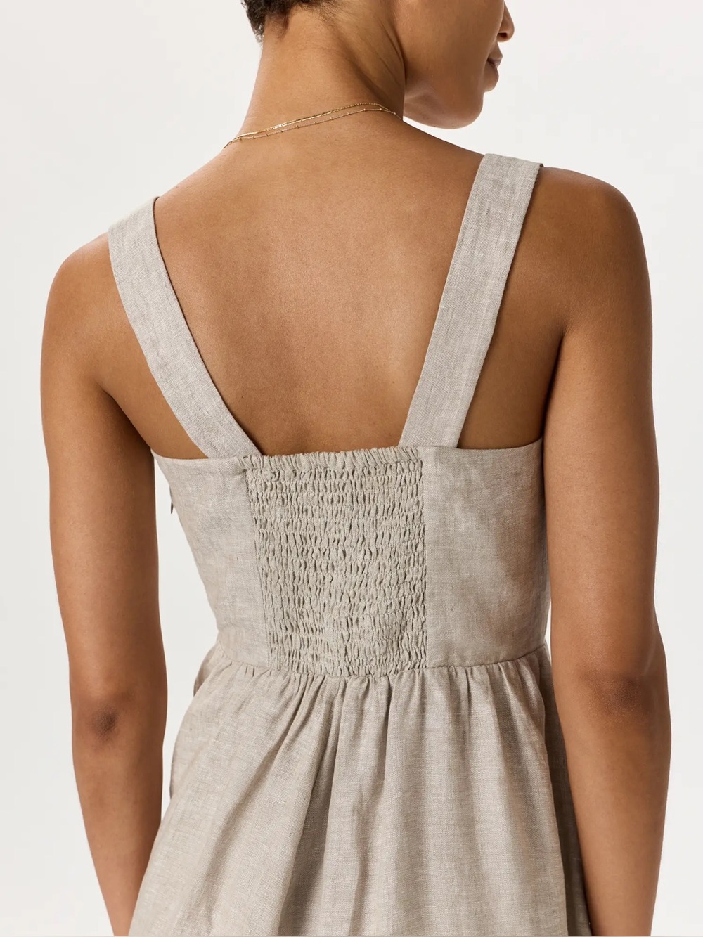 Quince 100% European Linen Fit & Flare Midi Dress Flax Beige Neutral Size Medium - Picture 16 of 16